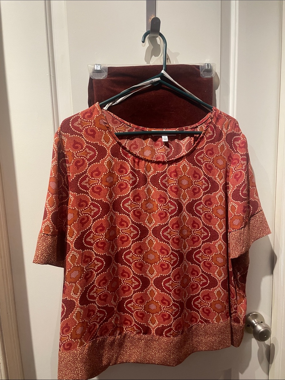 DR2 Rust Red Patterned Short-Sleeve Tunic - Picture 4 of 4